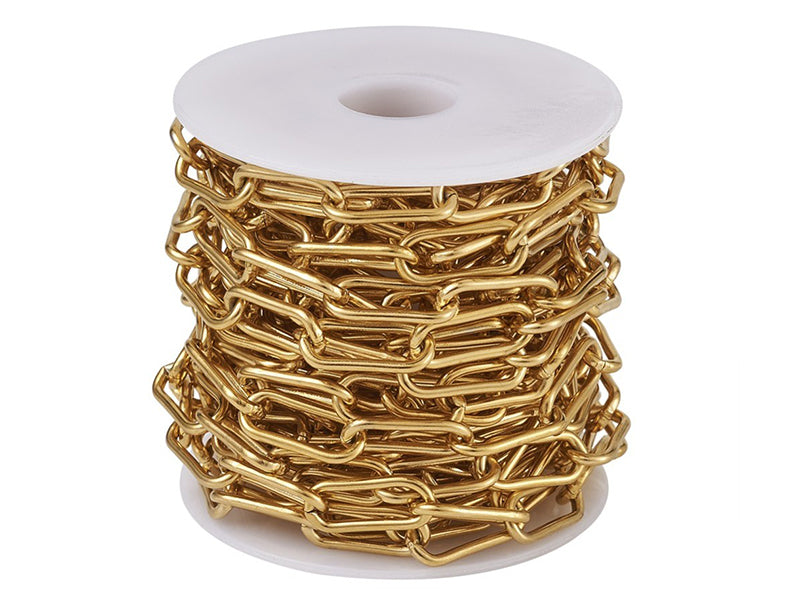 Chaîne En Laiton Doré Maille Trombone 7.6x2.6 Mm - Vendu Au Mètre - Neuf - Fabriqué En France