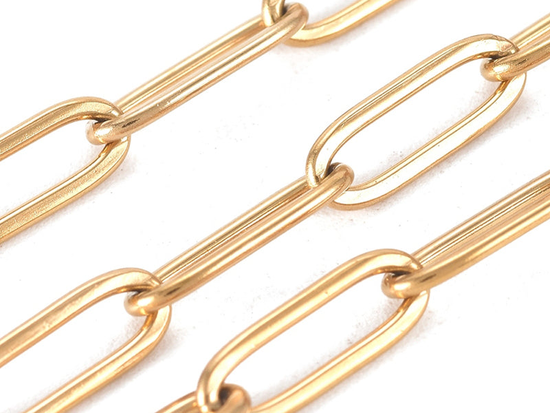 Achat Chaine trombone dorée 12x4 mm  -  acier inoxydable 304  x 20 cm