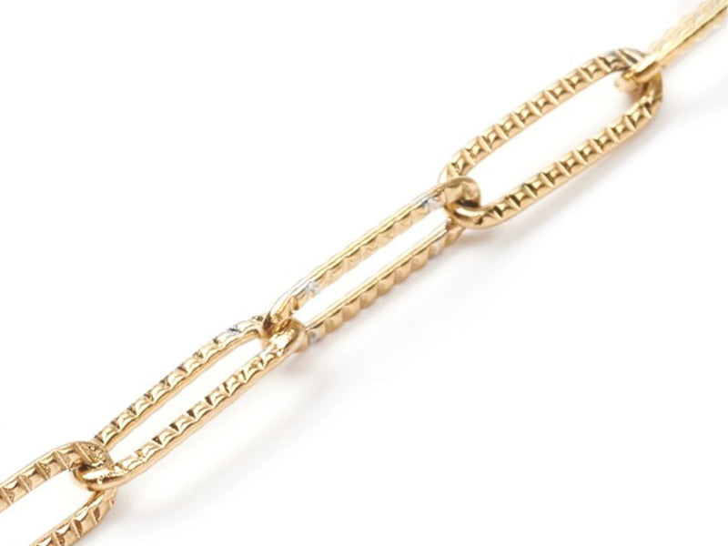 Achat Chaîne trombone 12x4 mm texturée - acier inoxydable et dorée à l'or fin  x 20 cm