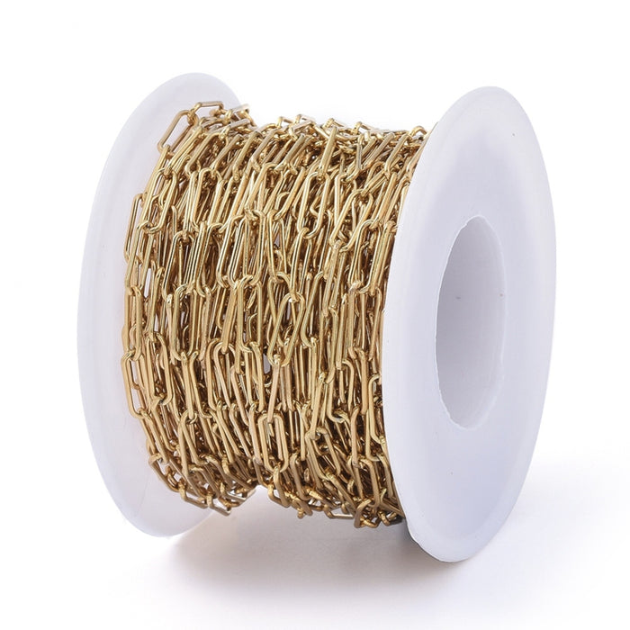 Achat Chaine trombone dorée 10x3 mm  -  acier inoxydable 304  x 20 cm
