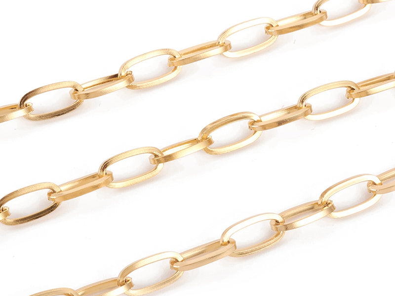 Achat Chaine trombone dorée 12x6 mm  -  acier inoxydable 304  x 20 cm