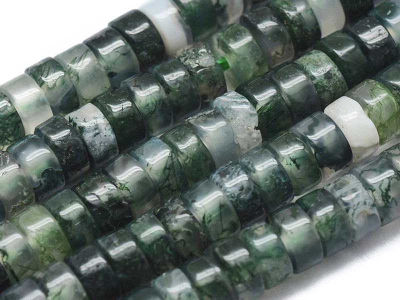 achat 100 perles heishi naturelles 4 mm - agate mousse