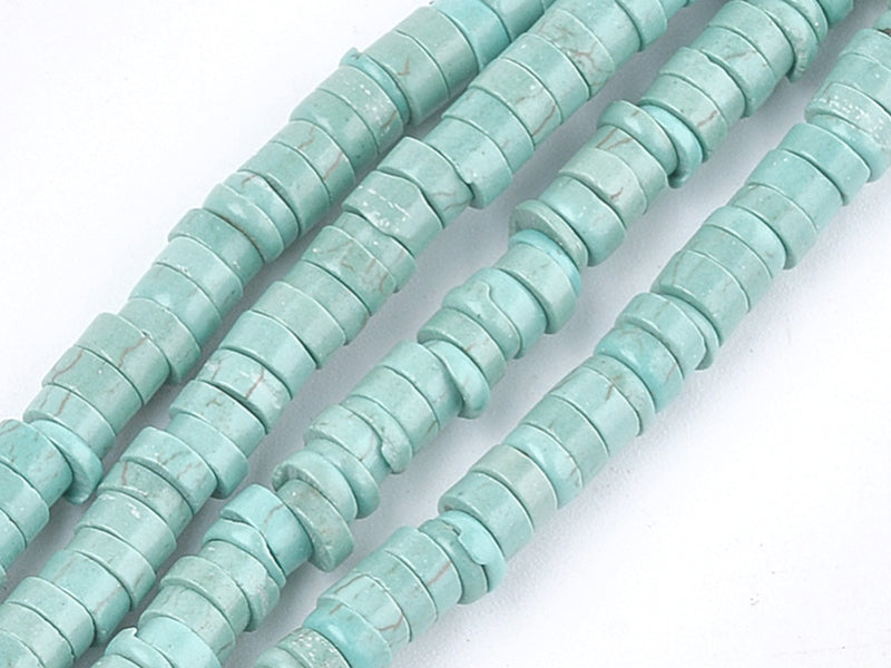 Achat 100 perles heishi naturelles 4 mm - turquoise