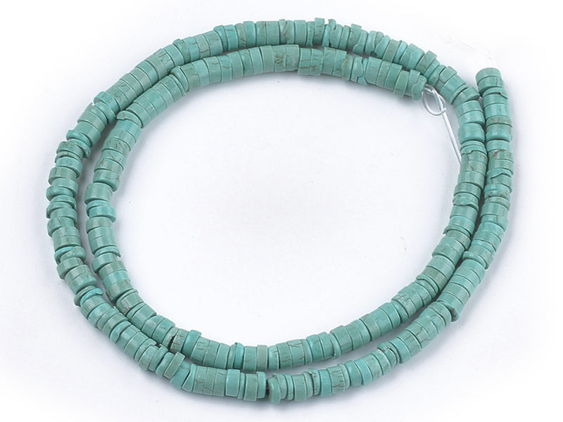 Achat 100 perles heishi naturelles 4 mm - turquoise