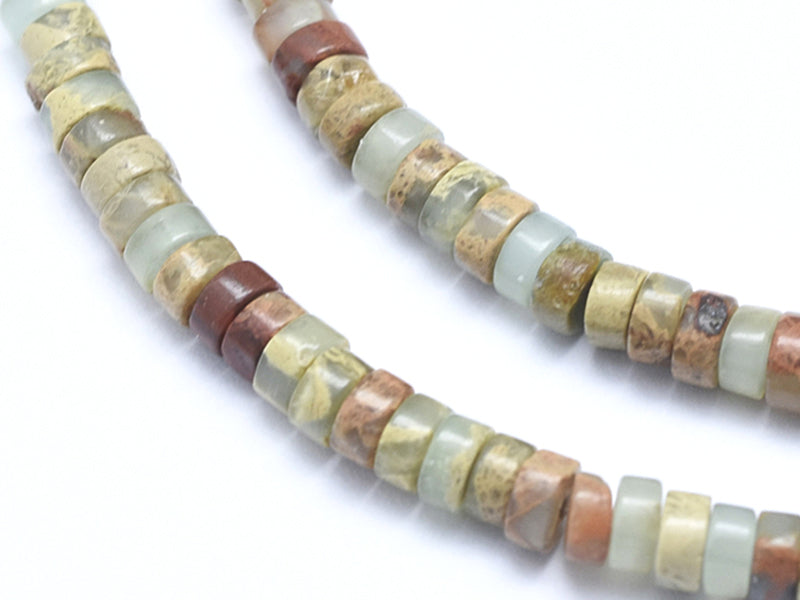 Achat 100 perles heishi naturelles 4 mm - jaspe aquaterra
