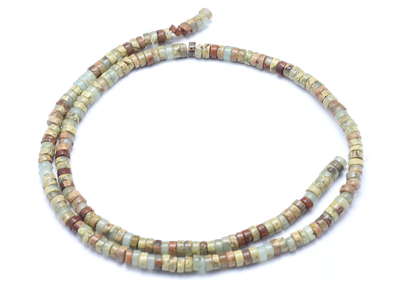 Achat 100 perles heishi naturelles 4 mm - jaspe aquaterra