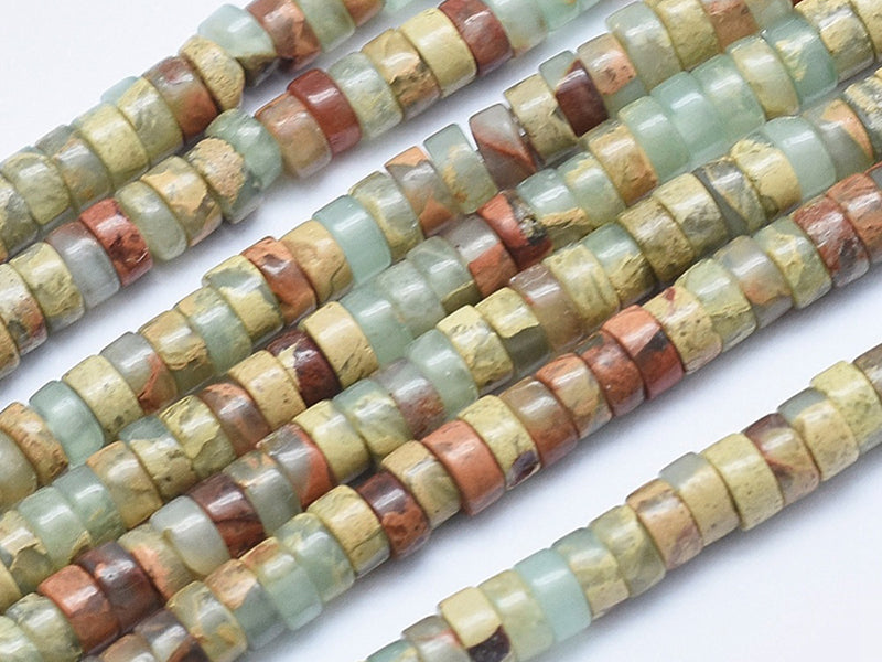 achat 100 perles heishi naturelles 4 mm - jaspe aquaterra