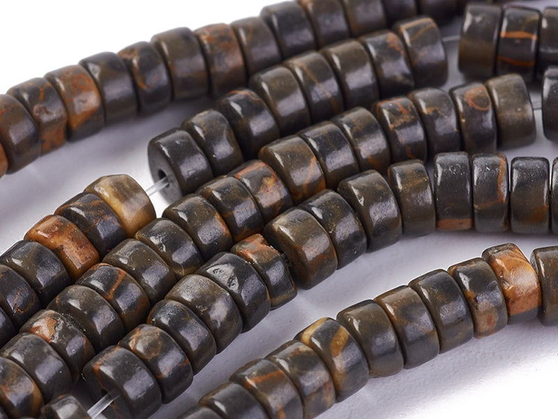 achat 20 perles heishi naturelles 4 mm - jaspe marron