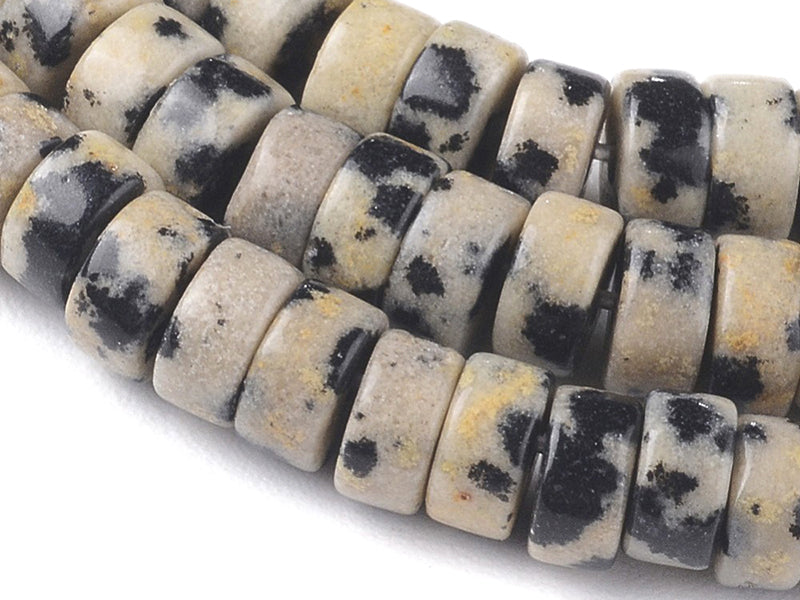 Achat 100 perles heishi naturelles 4 mm - jaspe dalmatien