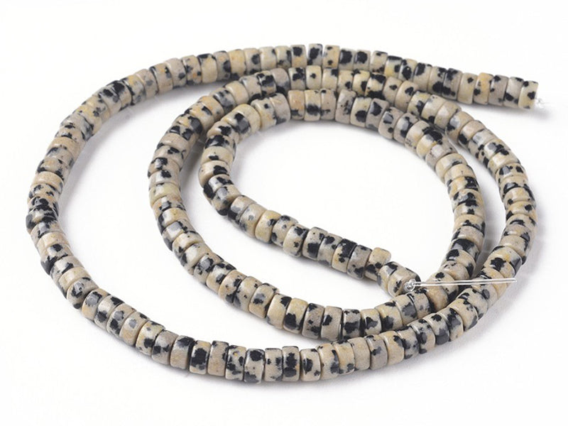Achat 100 perles heishi naturelles 4 mm - jaspe dalmatien