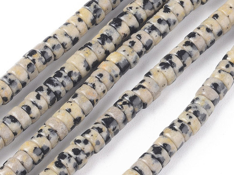 achat 100 perles heishi naturelles 4 mm - jaspe dalmatien
