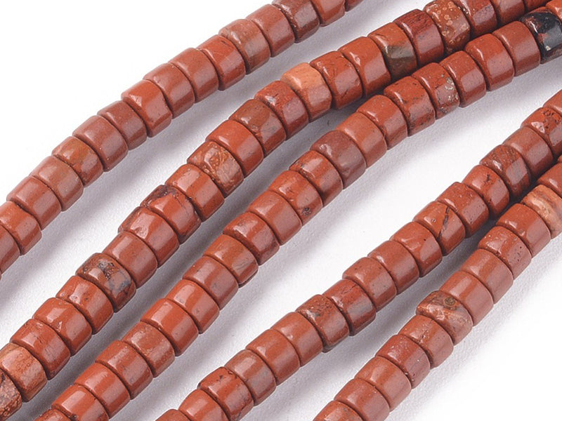 achat 100 perles heishi naturelles 4 mm - jaspe rouge