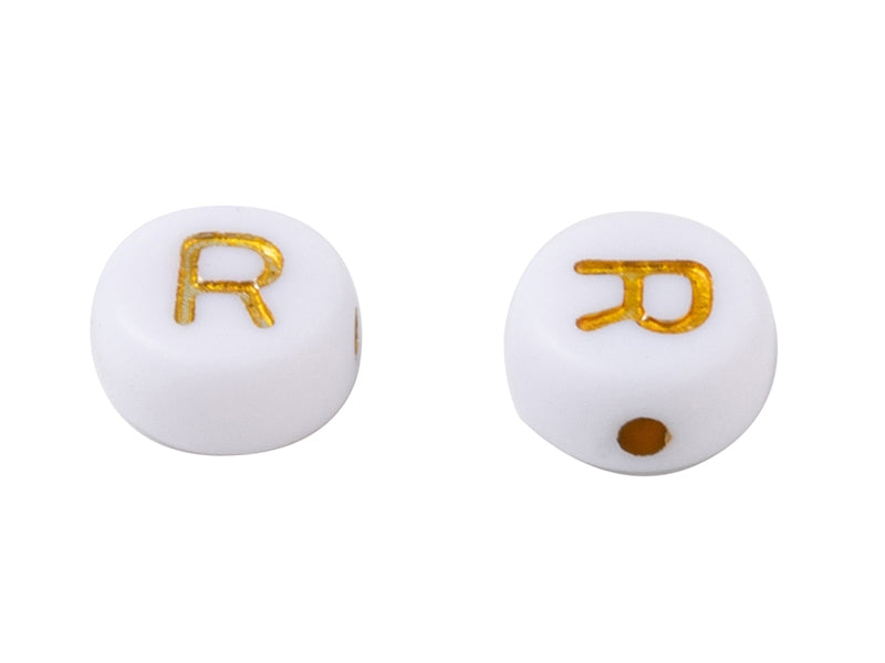 achat Boite de 1898 perles rondes en plastique - lettres alphabet - dorées
