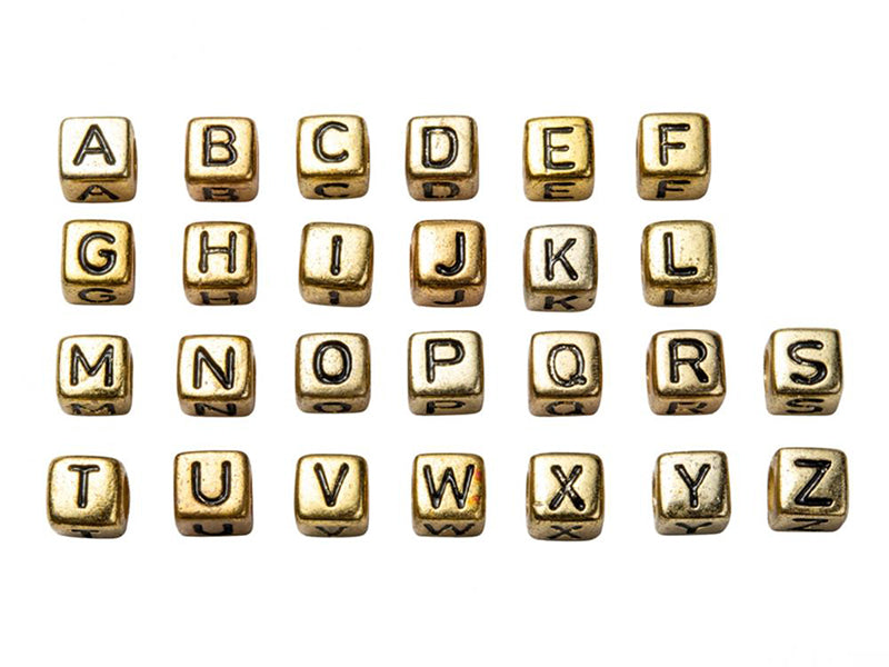 achat Boite de 934 perles lettres alphabet carrées - dorées