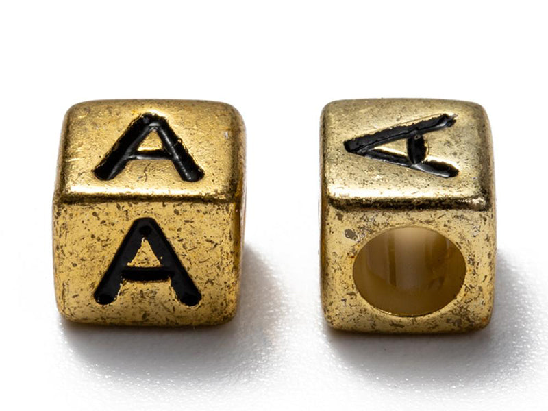 achat Boite de 934 perles lettres alphabet carrées - dorées