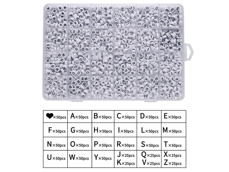 achat Pack boite de perles en plastique alphabet et bobine de fil élastique