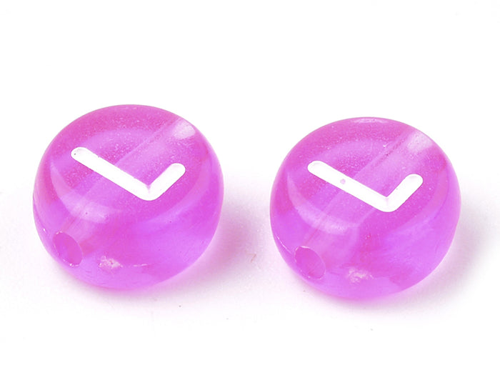 Achat 200 perles rondes en plastique transparent - lettres alphabet - rose fuschia - 7 mm