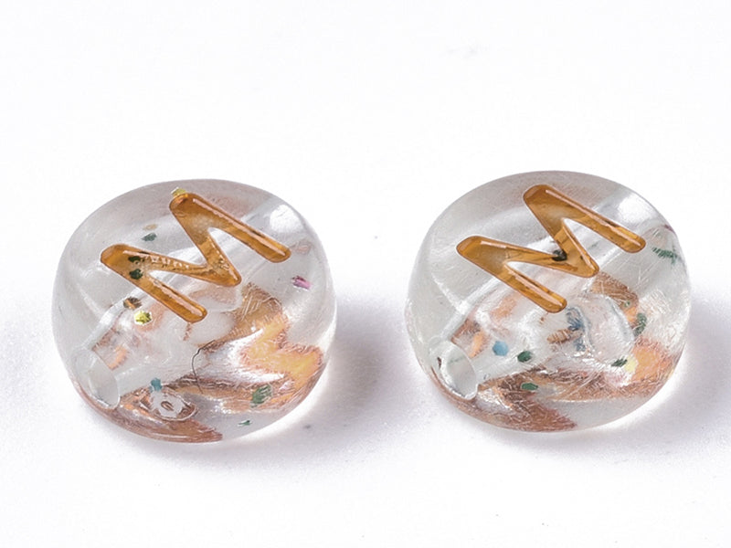 Achat 200 perles rondes en plastique transparent à paillettes - lettres alphabet - multicolore