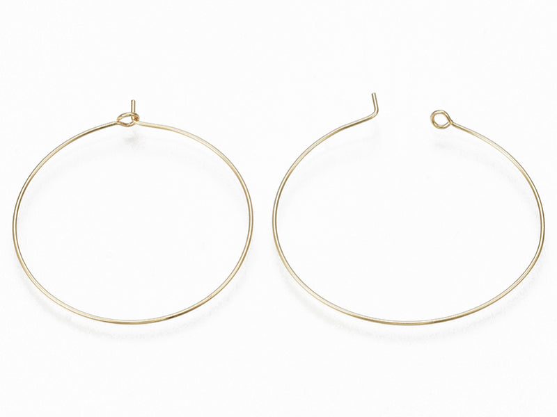 Achat Paire de boucles d'oreilles créoles fines 40 mm - doré à l'or fin 18K