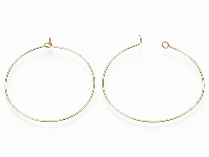 Achat Paire de boucles d'oreilles créoles fines 40 mm - doré à l'or fin 18K
