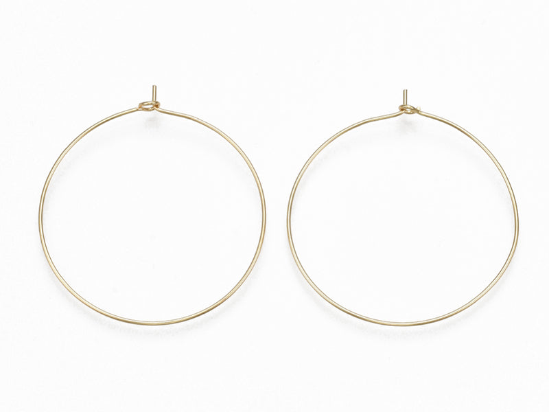 Achat Paire de boucles d'oreilles créoles fines 40 mm - doré à l'or fin 18K