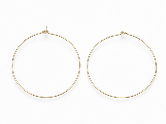 Achat Paire de boucles d'oreilles créoles fines 40 mm - doré à l'or fin 18K