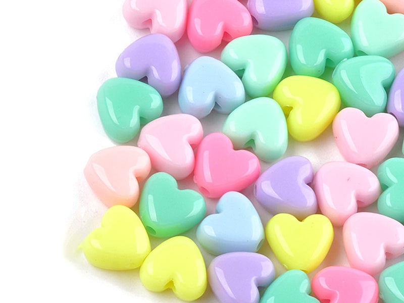 Achat 50 perles coeurs - multicolore