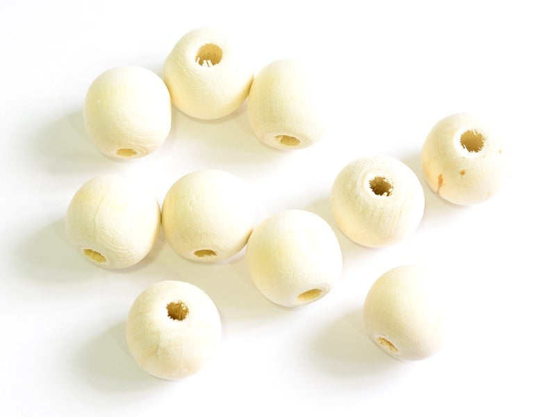 Achat 10 perles rondes en bois - 20 mm