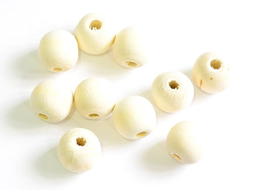 Achat 10 perles rondes en bois - 20 mm
