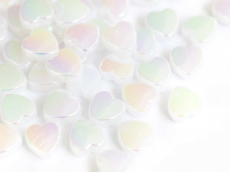 Achat 50 perles en plastique - cœurs nacrés - 8 mm