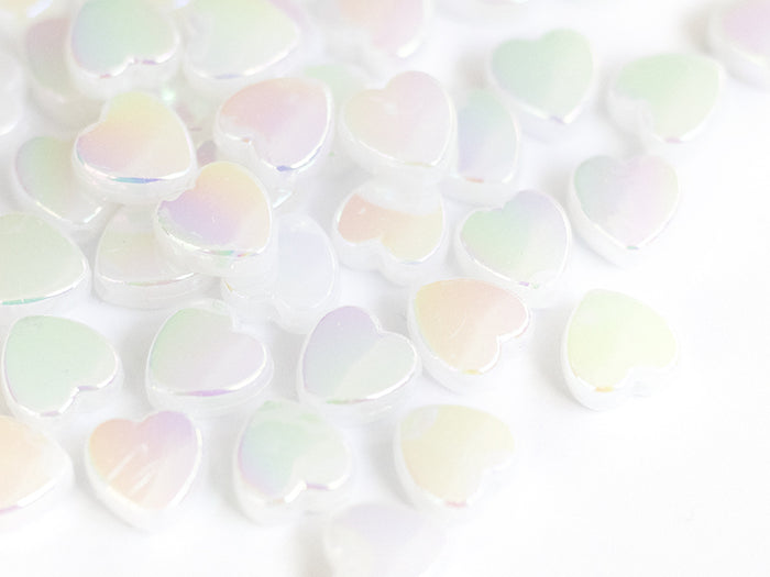 Achat 50 perles en plastique - cœurs nacrés - 8 mm