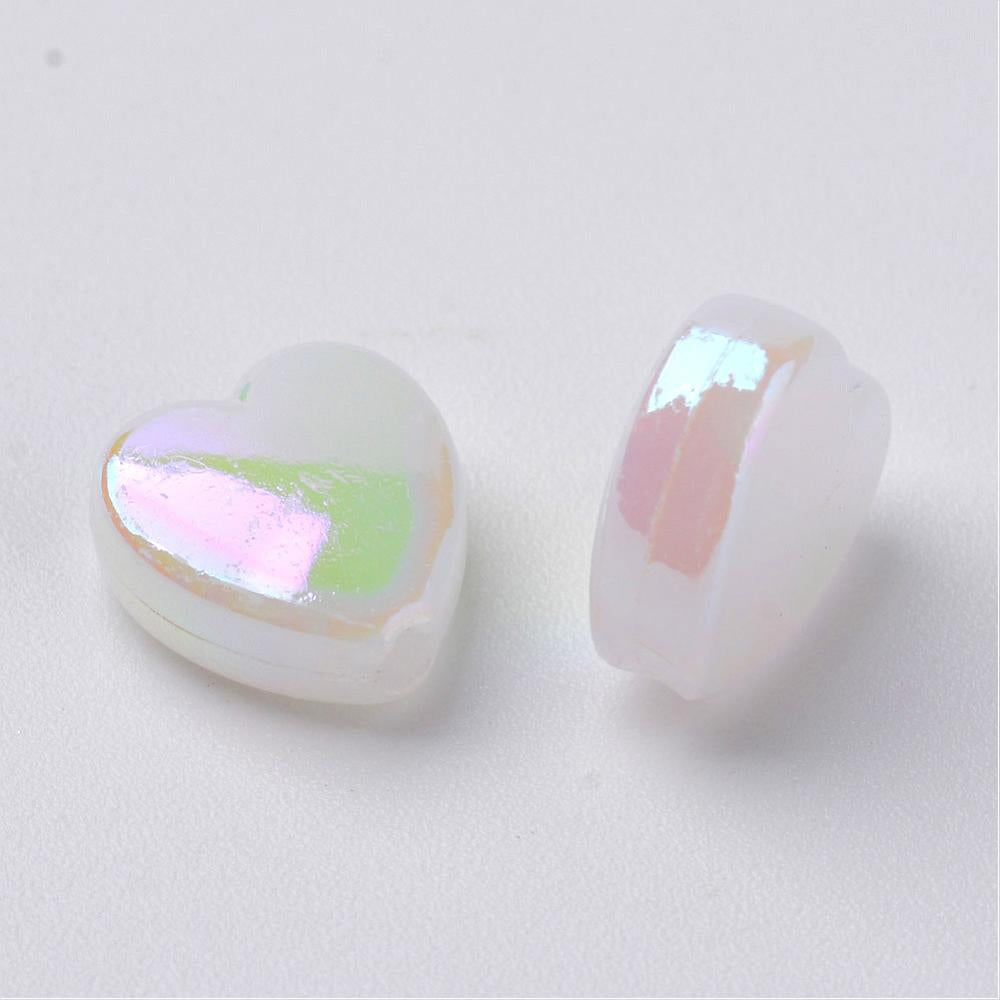 achat 50 perles en plastique - cœurs nacrés - 8 mm