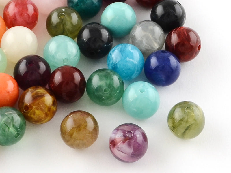 Achat 50 perles en plastique imitation pierres naturelles - multicolore - 8 mm