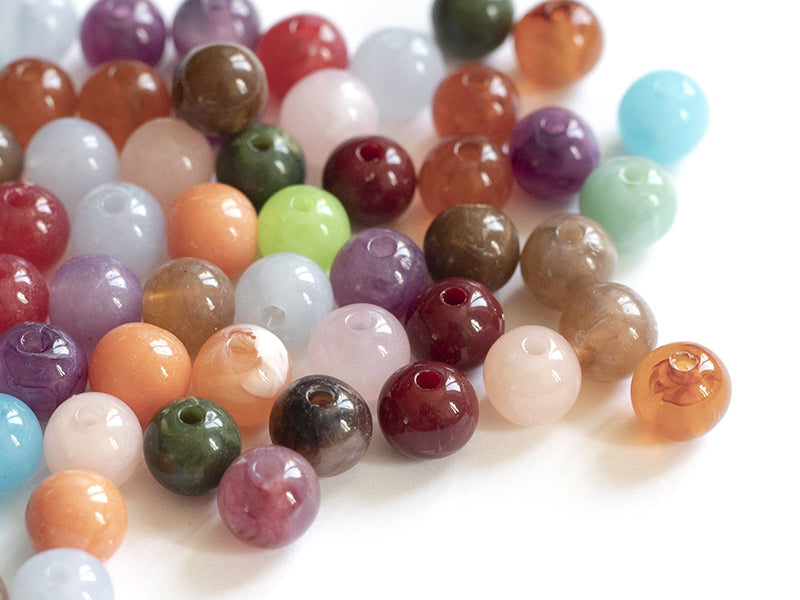 achat 50 perles en plastique imitation pierres naturelles - multicolore - 8 mm