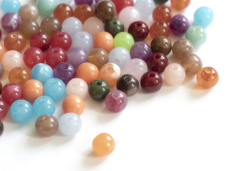 achat 50 perles en plastique imitation pierres naturelles - multicolore - 8 mm