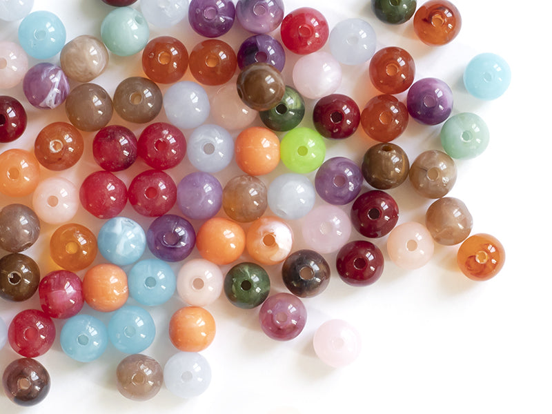 achat 50 perles en plastique imitation pierres naturelles - multicolore - 8 mm