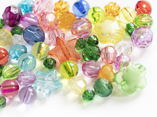 Achat Mix de 50 perles en plastiques transparentes - formes et couleurs variées
