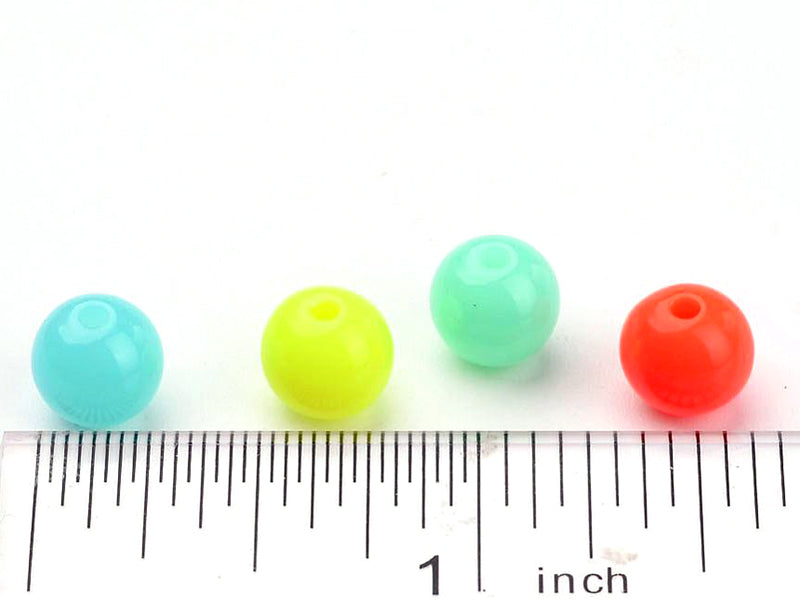 achat 100 perles en plastiques rondes - multicolore fluo - 8 mm
