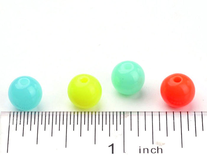Achat 100 perles en plastiques rondes - multicolore fluo - 8 mm
