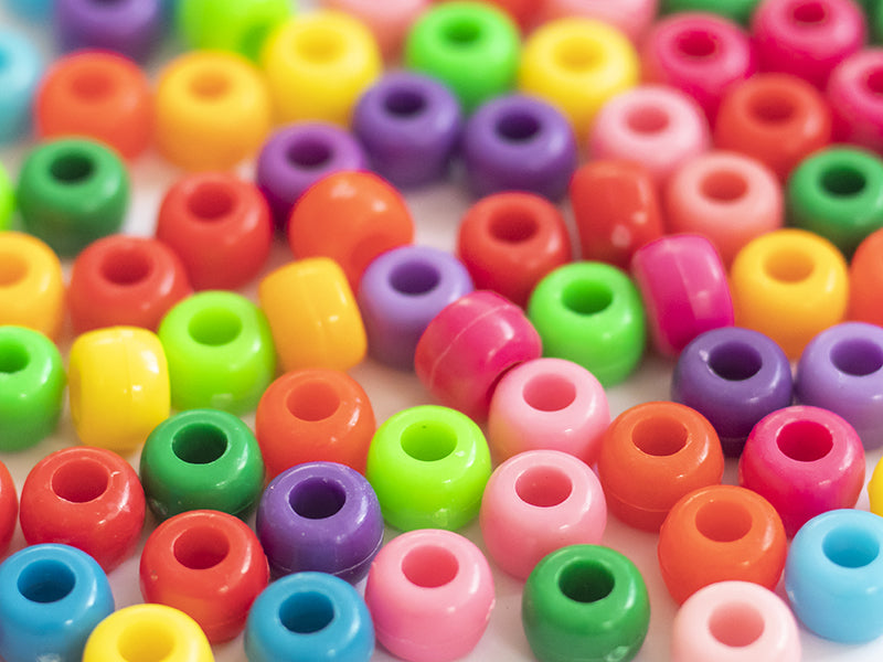 achat 100 perles en plastiques basiques pour enfants - couleurs vives - 9x6 mm