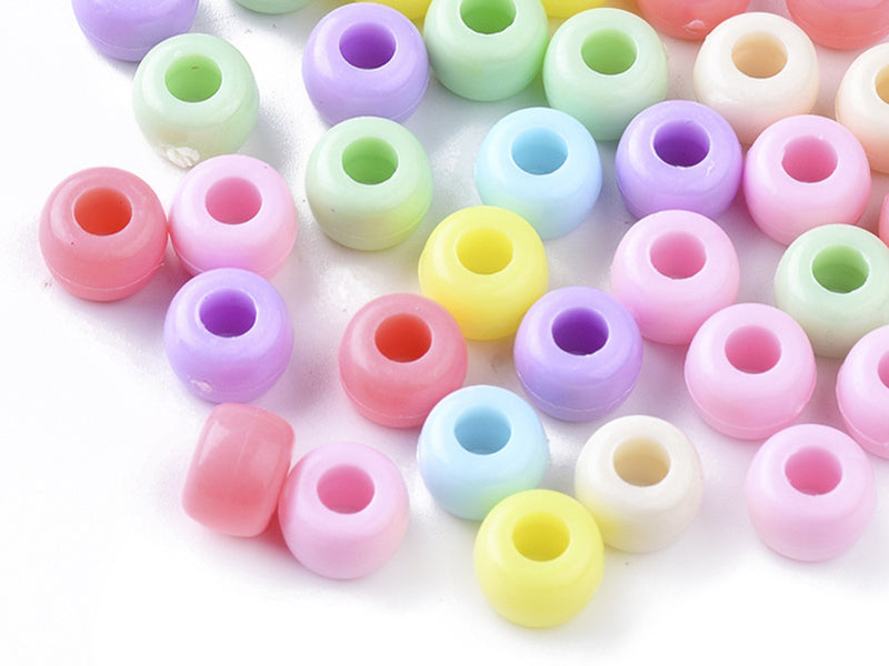 Achat 100 perles en plastiques pour enfants - Pastel - 9x6 mm