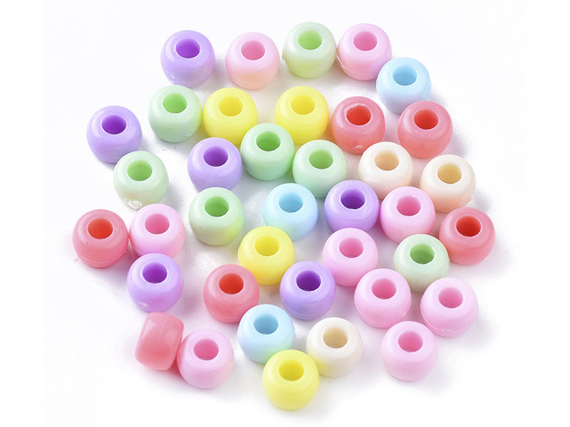 achat 100 perles en plastiques pour enfants - Pastel - 9x6 mm