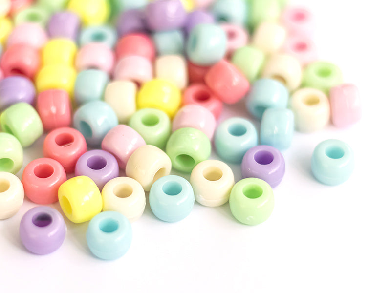 achat 100 perles en plastiques pour enfants - Pastel - 9x6 mm