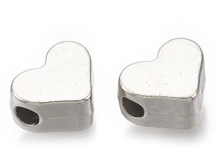 Achat 50 petites perles en plastique - cœurs argentés