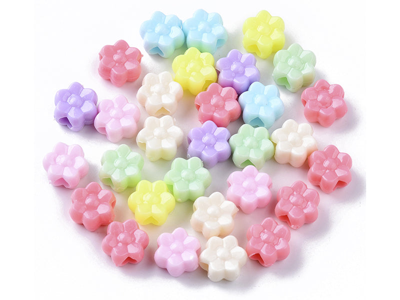 Achat 50 perles fleurs en plastique - multicolore