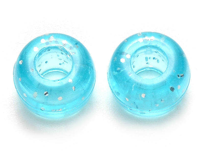 Achat 100 perles en plastiques basiques pour enfants - multicolore à paillettes - 9x6 mm
