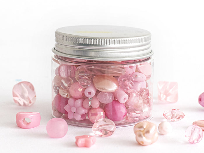 Achat Pot de perles en plastique - nuances de rose
