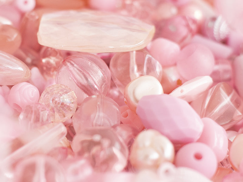 achat Pot de perles en plastique - nuances de rose