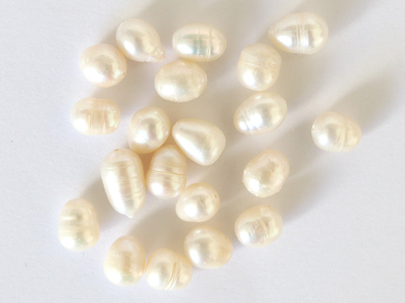 Achat 20 perles de culture - forme grain de riz - 7/8 mm