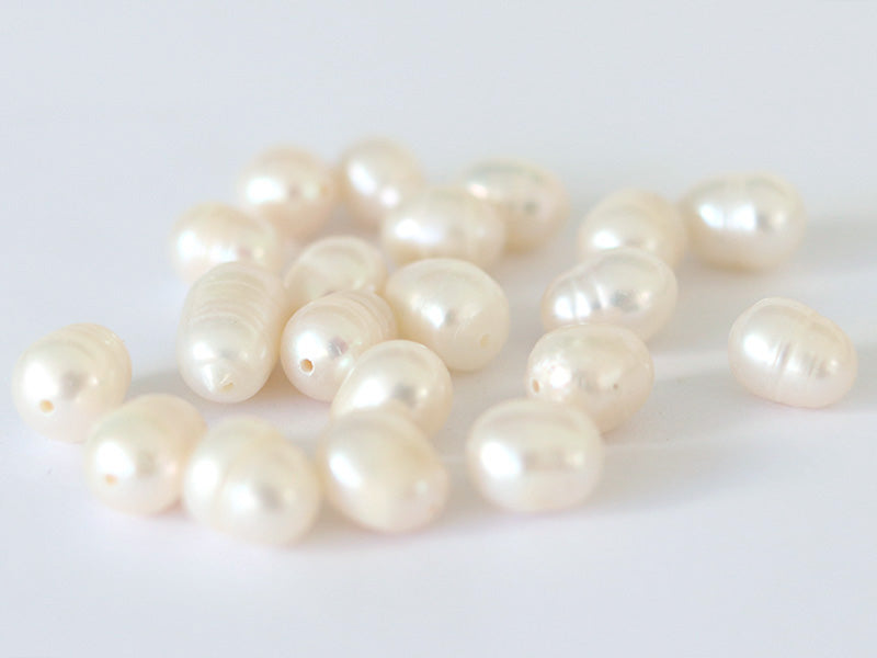 achat 20 perles de culture - forme grain de riz - 7/8 mm